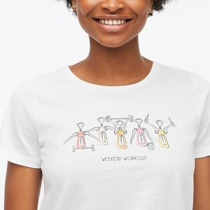 J Crew Weekend Workout wine drinks Graphic Tee Cotton Retro Preppy Collectible M